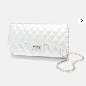 Silver Quilted “Cushion the Blow” Crossbody Purse